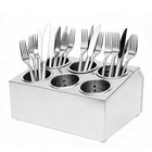 Commercial Utensil Holder, 6 Compartments Stainless Steel Cylinder Flatware S...