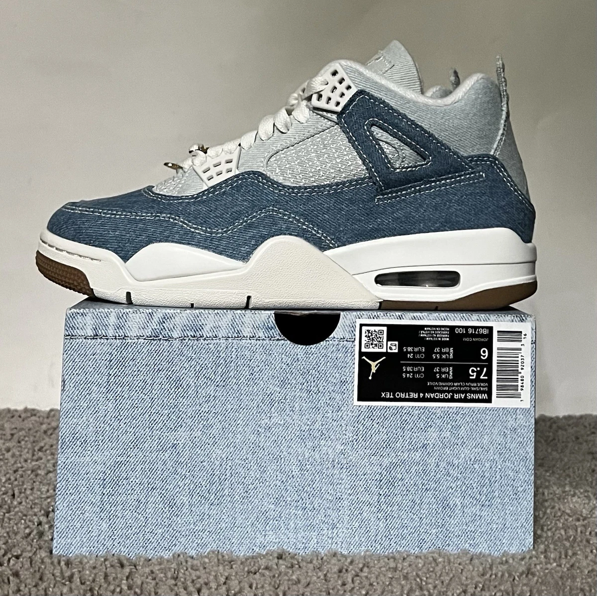 Jordan 4 Retro TEX Worn Blue Denim W for sale | eBay