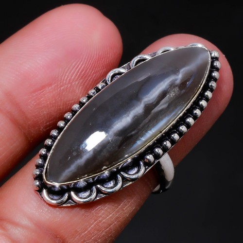 Blue Opal Marquise Shape Gemstone Handmade Unique Gift Jewelry Ring 8.25" PG 472 - Picture 2 of 5