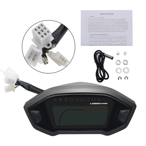 Universal Motorcycle Speedometer Odometer Tachometer LCD Digital Gauge Speedo - Picture 4 of 10