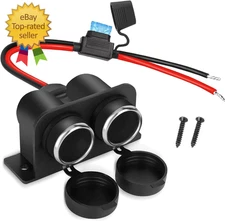 1PCS Cigarette Lighter Socket with Blade Fuse, 2-Socket Cigarette Lighter Splitt