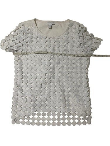Womens Top Size Petite M Medium Charter Club White Lace Detail Blouse - Picture 4 of 5