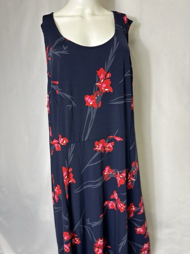 Ellos Floral Sleeveless Dress Women's Plus Size 2X Fit & Flare Blue Red 26 / 28 - Picture 4 of 6