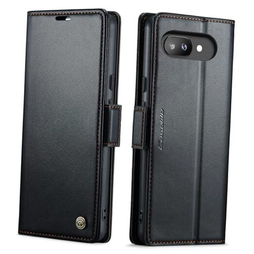Wallet Case for Google Pixel 9a, PU Leather Magnetic Flip Case with RFID Black