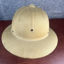 Vintage US Military Pith Helmet Hat Desert Sun Khaki Beige