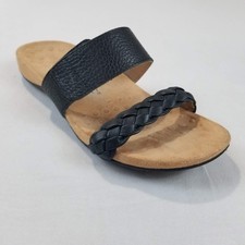 Vionic Jeanne Sandals Womens Size 9 Black Braided Slide Orthotic Comfort EU 40