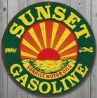 Sunset Gasoline 12" Diameter Vintage Novelty Metal Sign Made In USA