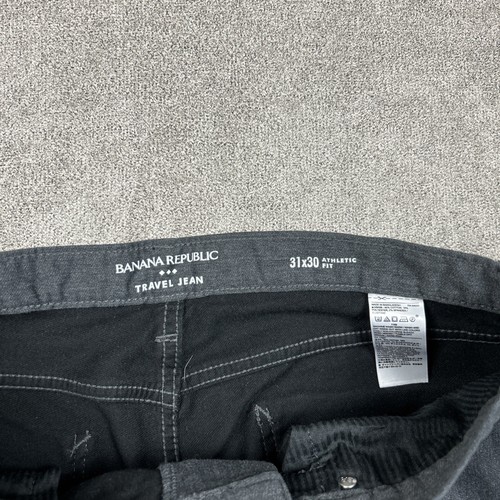 Pantalones de mezclilla de viaje Banana Republic para hombre 31 x 30 gris calce deportivo 5 bolsillos usados en excelente estado - Imagen 3 de 9