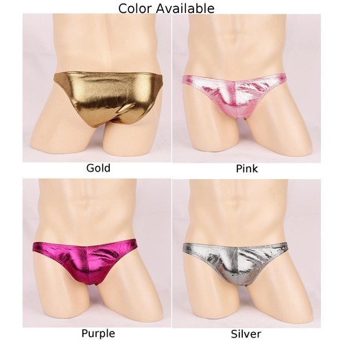 Shiny Lingerie G String Thong Underwear for Men Low Rise Brief Clubwear Pink - Picture 4 of 23