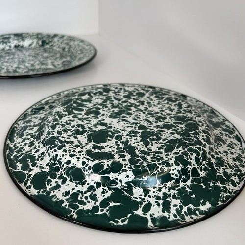 CGS International 6 Platos de Esmalte Verde Blanco Salpicaduras Decoración Platos de Camping - Imagen 4 de 10