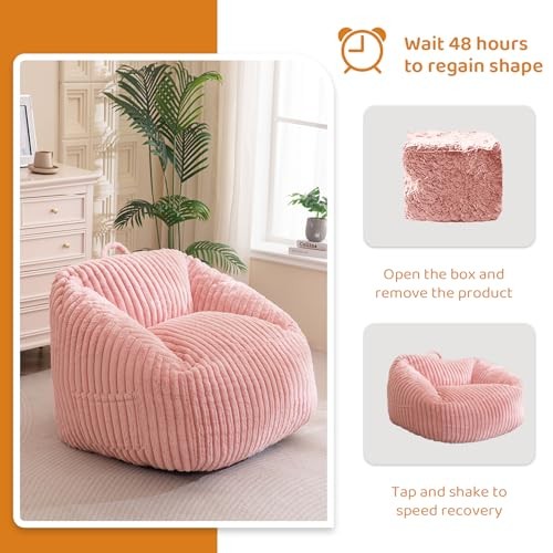 Giant Bean Bag Chair for Adults and Kids, Large Comfy Cozy Standard Pink - Picture 8 of 8