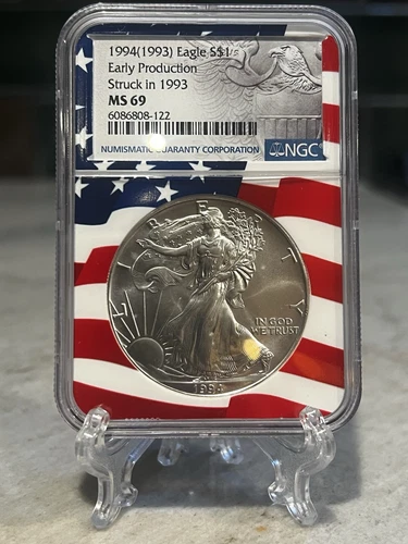 1994 (1993) SILVER EAGLE NGC MS69 Early Production From Sealed US Mint Box RARE