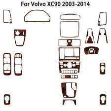 24Pcs Wood Grain Brown Set Full Interior Trim Dash Kits For Volvo XC90 2003-2014