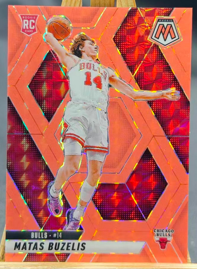 Matas Buzelis 2024-25 Panini Mosaic 37/75 Red Fluorescent RC Bulls #223
