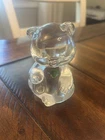 Fenton Clear Glass Bear Figurine  August Birthstone Heart-Shaped