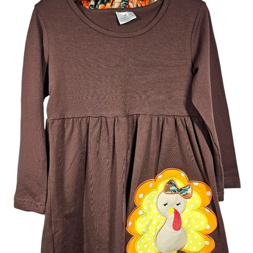 Thanksgiving Turkey 3-Piece Outfit for Little Girl Dress Leggings and Scarf XXL - Picture 3 of 13
