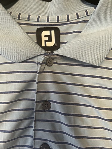 FOOTJOY FJ Golf Poloshirt Herren 2XL Blau Streifen Performance Kurzarm