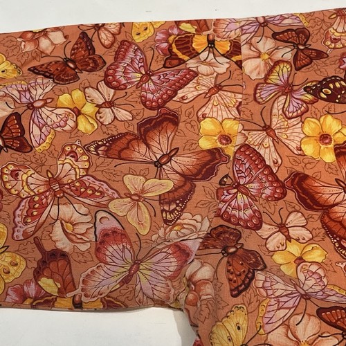 Blusa Médica Estampada Mariposa Naranja Vintage Talla Grande Bolsillos - Imagen 8 de 12