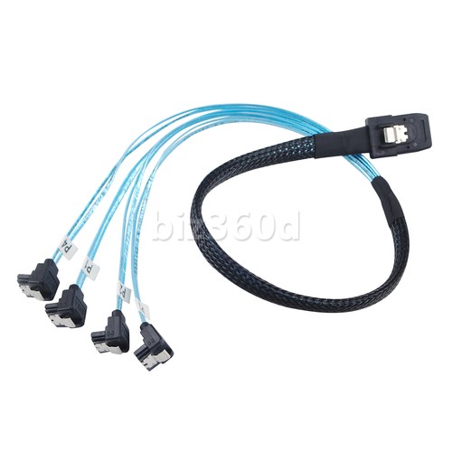 SFF-8087 Mini SAS 36 to 4X SATA cable, Mini SAS to 4 SATA Right Angle cable 0.5m - Picture 8 of 13