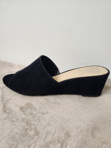 Vince Camuto Stephena Black Suede Slide Wedge Sandals, Women's Size 8M - Picture 10 of 13