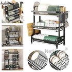 3-stöckiger Abtropfständer – Mit Ablauftablett für Teller, Schüsseln & Spüle