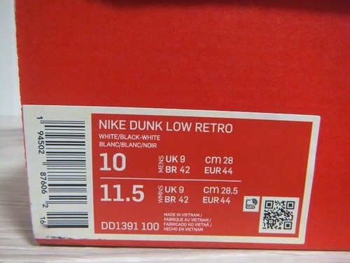 NIKE Men 10.0US First Production Dunk Low Retro Black And White Panda - Picture 10 of 10