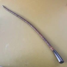 Antique Columbian 24” Equestrian Riding Horse Whip Crop Wrapped Leather Horn