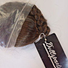 Doll Wig Dollsparts Size 12 Dark Brown Synthetic Fiber 01058 Elegant Braid NOS