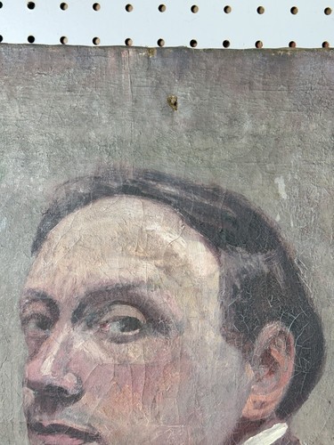 Antique French Realist Oil On Canvas Man In Suit Portrait Signed - Picture 9 of 18