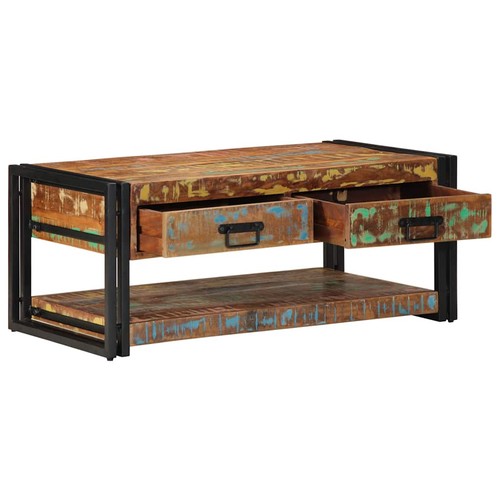 Tavolino Salotto Multicolore 90x50x38cm Legno Massello Recupero 2391861 - Foto 3 di 5