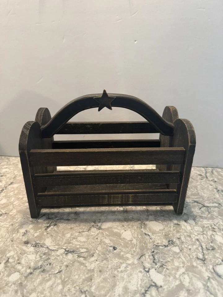 Vintage American Wood Storage Caddy Rustic Farmhouse Country - Image 2 of 4