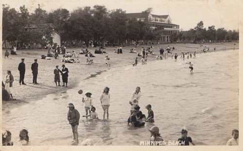 Families at the WINNIPEG Beach Manitoba Canada 1918 Real Photo Postcard