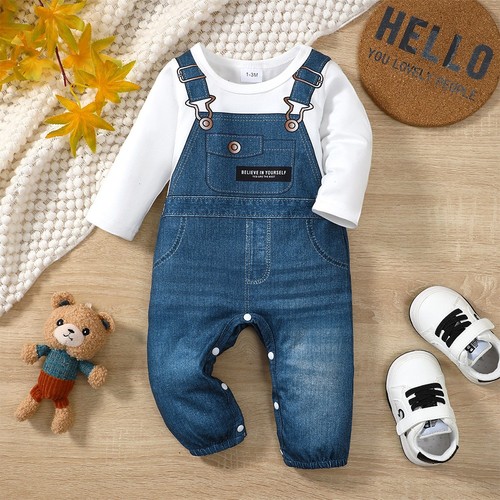 Newborn Baby Boys Printed Romper Pants Jumpsuit Bodysuit Playsuit Clothes Outfit - Picture 16 of 24