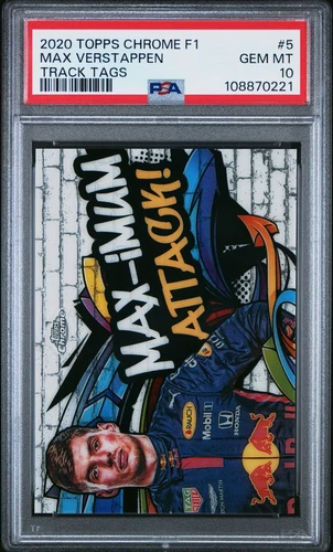 2020 TOPPS CHROME FORMULA 1 TRACK TAGS #5 MAX VERSTAPPEN ROOKIE RC PSA 10