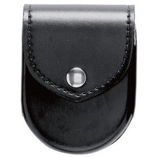 SAFARILAND HANDCUFF POUCH PLAIN BLACK HINGED CHROME SNAP