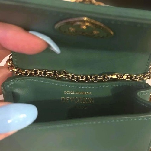 Borsa a tracolla Dolce & Gabbana Devotion borsa a catena festa pelle verde mai usata originale - Foto 4 di 11