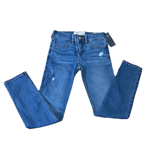 Abercrombie Kids Boot Jean Flare 7 8 Long Dark Wash Low Rise Western Jeans NWT - Picture 3 of 6