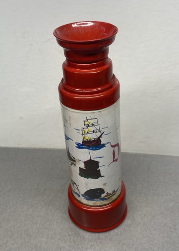 Vintage Walt Disney Productions Tin Toy Telescope~ Works~ Red White - Picture 7 of 12