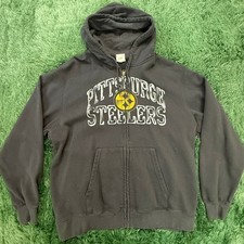 Pittsburgh Steelers Y2K Full Zip Hoodie Sweatshirt Sz XL Huge Graphic Unisex NFL