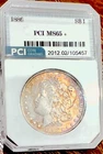 1886 P Morgan  Dollar PCI Mint 65 Monster Toning Overse And Reverse