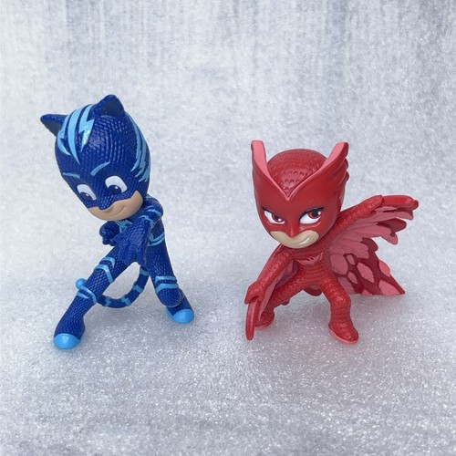 Lot of 4 PJ Masks Figurines Catboy Owlette Gekko Night Ninja with Drum - Picture 2 of 10