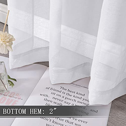 Short Sheer Tier Curtains Linen Textured Half Kitchen Curtain Sheers Light - Bild 4 von 7