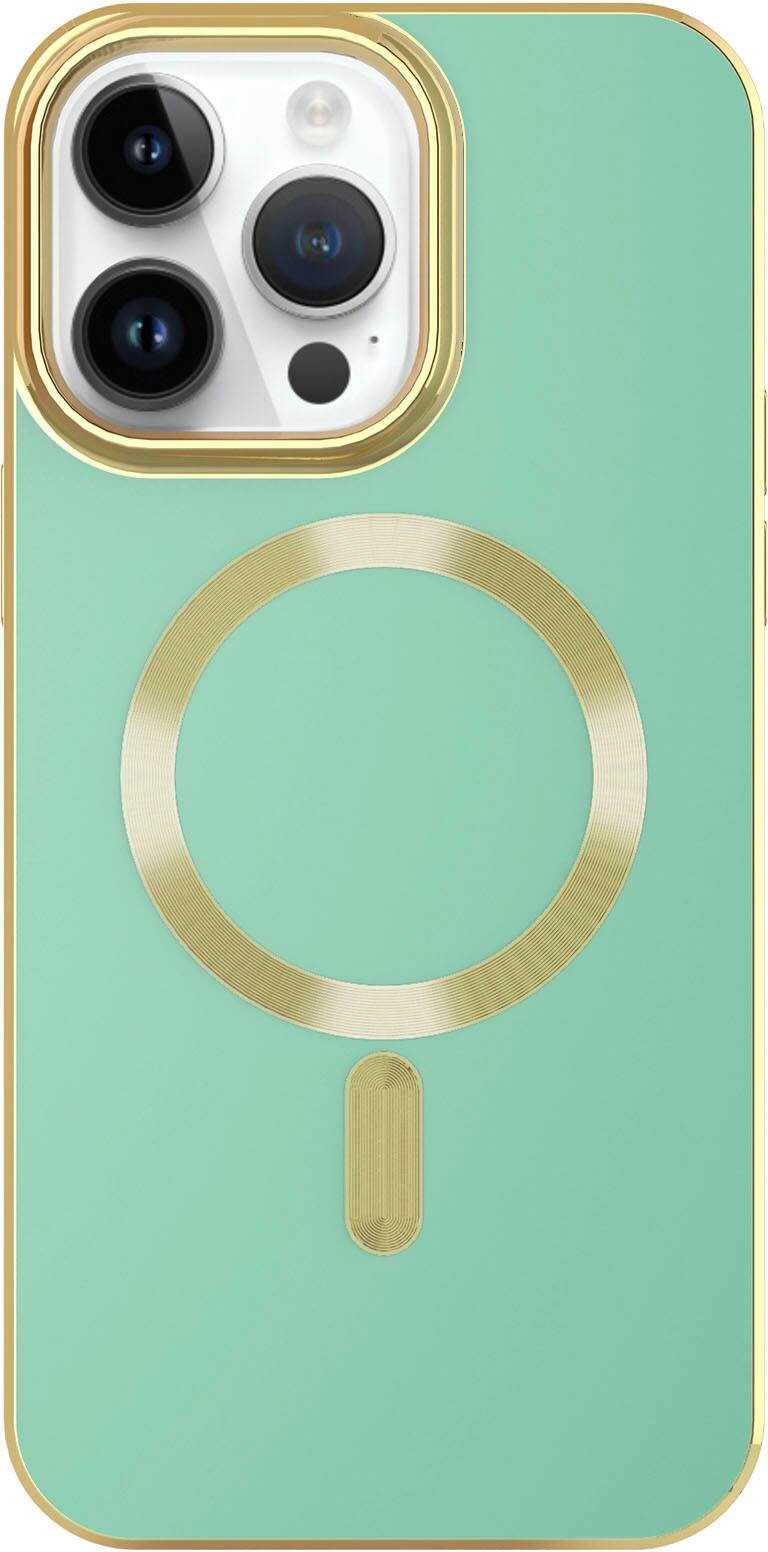 AMPD - Золотой мягкий чехол-бампер с защитой MagSafe для Apple iPhone 14 Pro Max - Light...