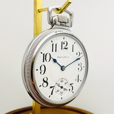 1928 South Bend 3-Finger 16S 21J RR G.227 Display Clear Back Pocket Watch Runs