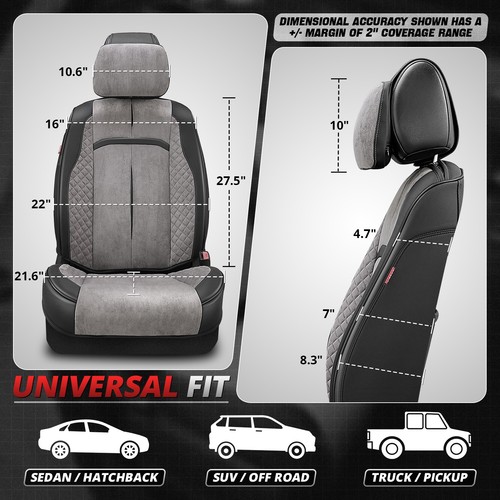 Voris Series Micro Suede Full Set Car Seat Covers Cushion Protector Grey/Black - Bild 9 von 11