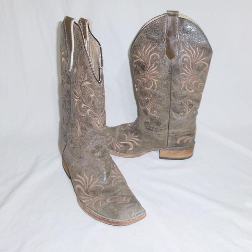 Circle G DAMENSTIEFEL COWBOY SNIP TOE GRAU GRÖSSE 10 M bestickt