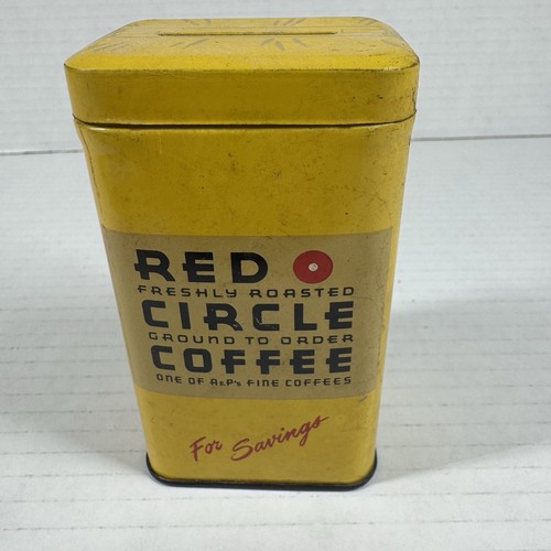 Vintage Red Circle Coffee Tin Bank "For Savings" A&P 1960s - Picture 3 of 7