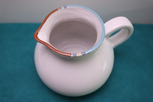 Dansk MESA 48 Oz PITCHER White Sand Portugal Brown Blue Turquoise Trim - Picture 4 of 5