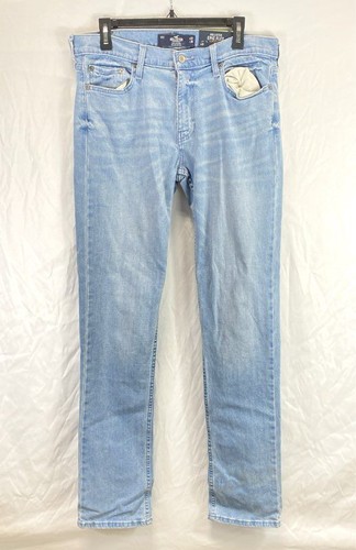 NWT Hollister Mens Blue Epic Flex Ultra Low Rise Slim Straight Leg Jeans Size 32