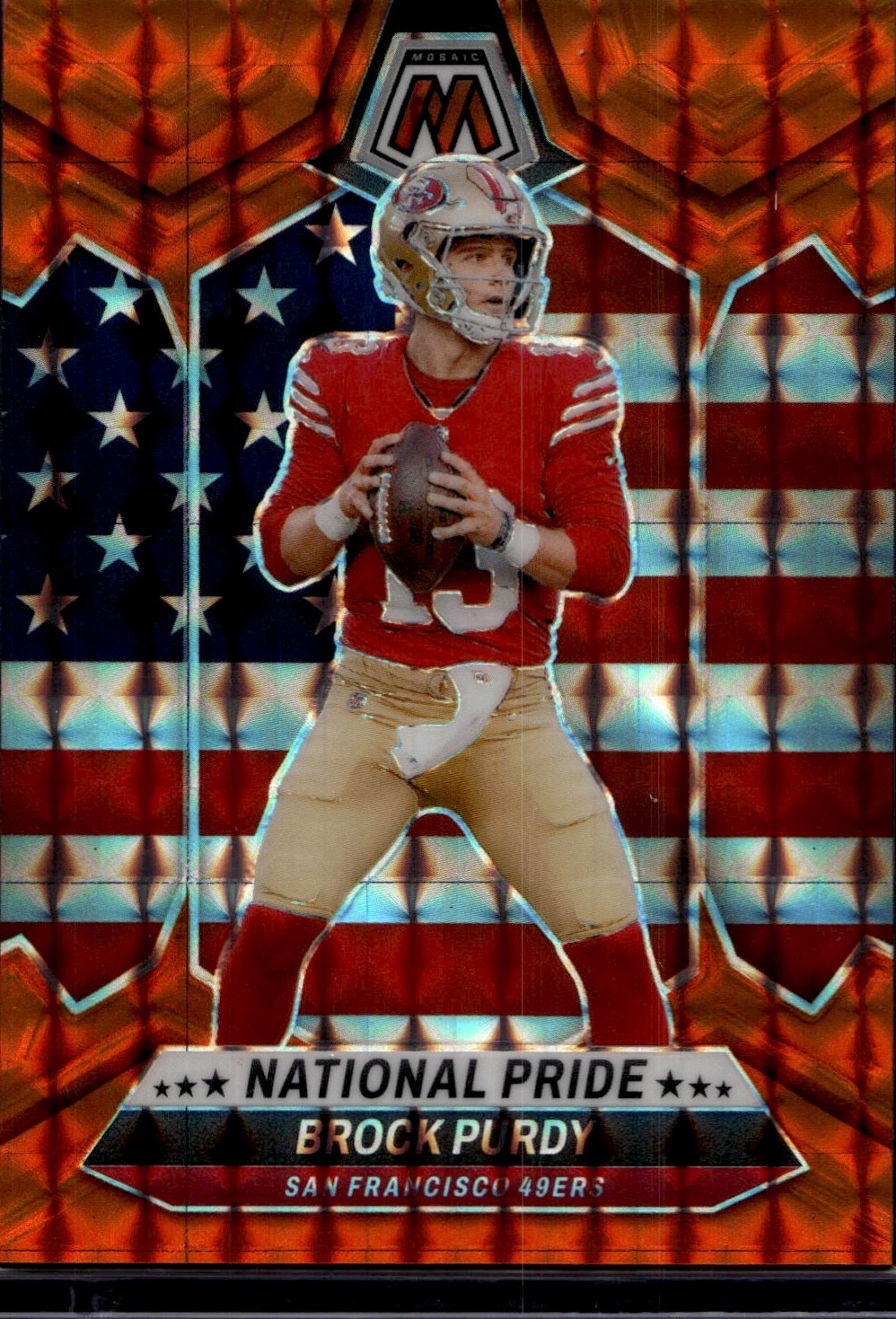 2024 Panini Mosaic Football Brock Purdy #255 National Pride Orange /199